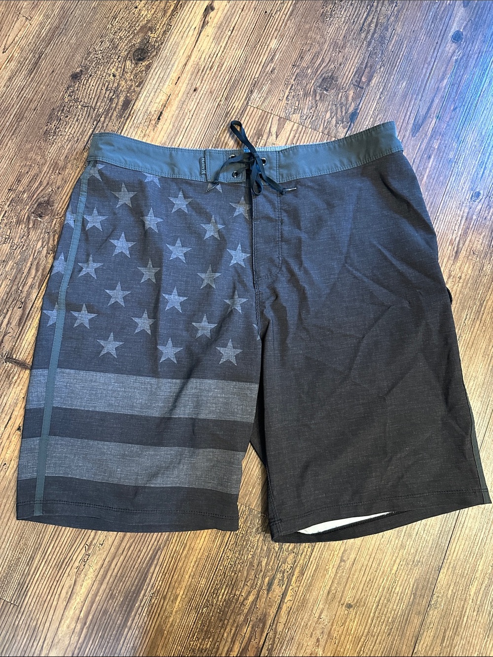 Men's Hurley Black Star-Striped Swim Trunks